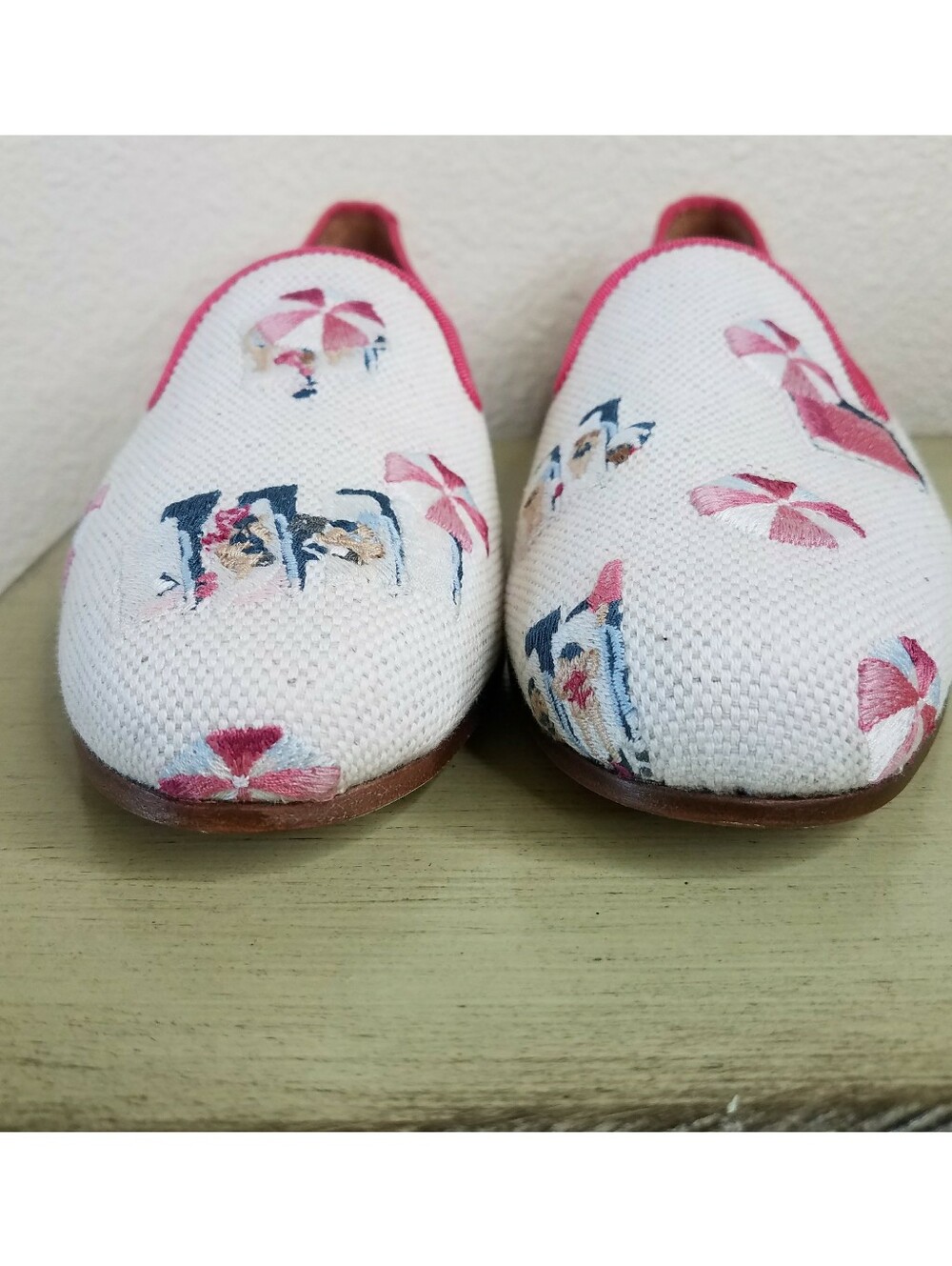 Stubbs & Wootton Palm Beach Linen Slipper Beach Embroidered Loafers - Picture 5 of 10
